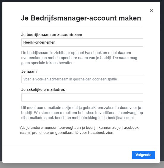 Bedrijfsmanager-account